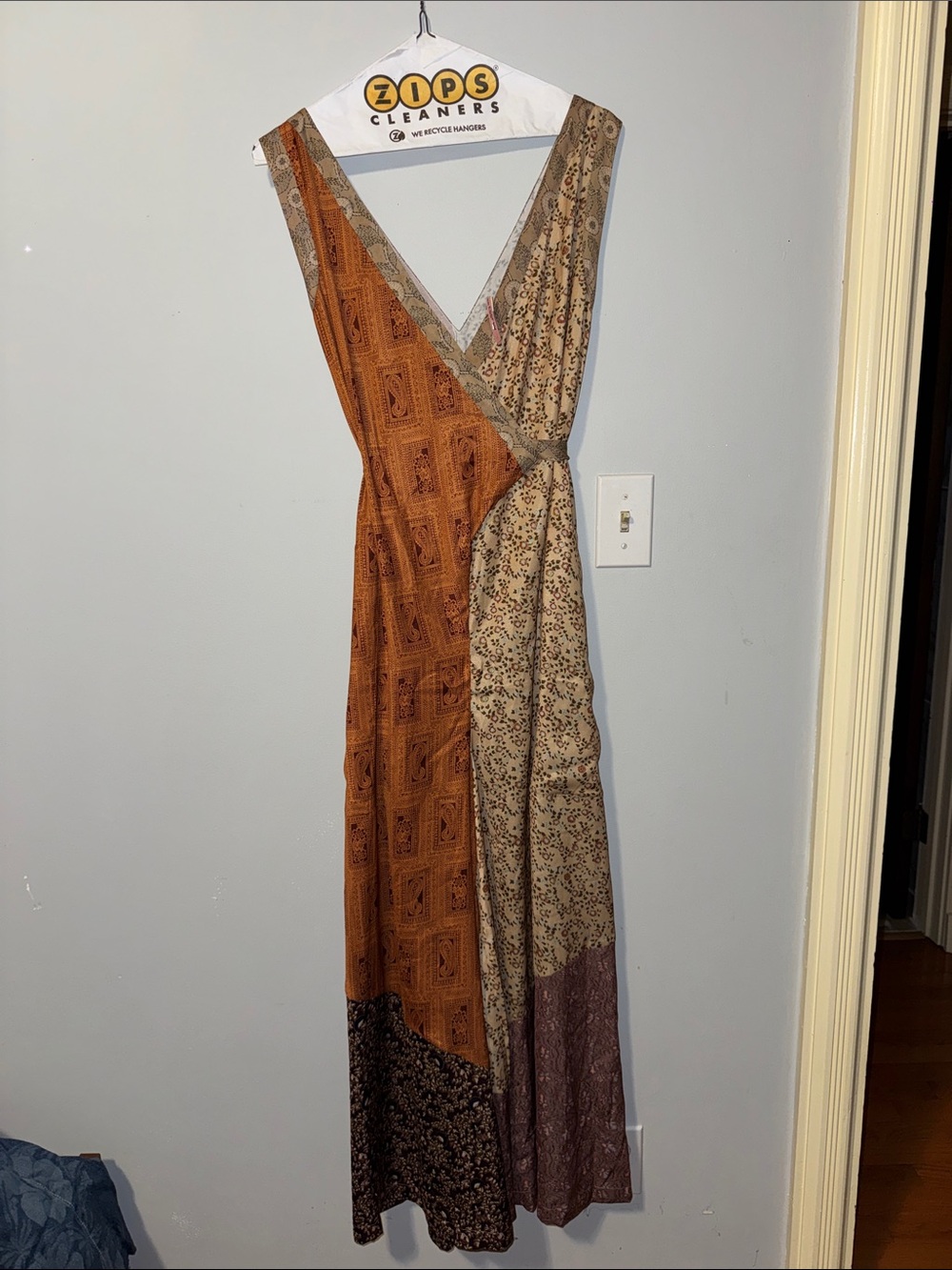 Bohemian Wrap Jumpsuit in Rust & Beige